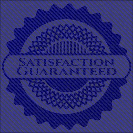 Satisfaction Guaranteed badge with denim background