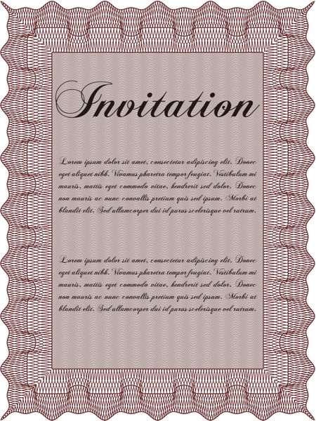 Retro vintage invitation. Retro design. With great quality guilloche pattern. 