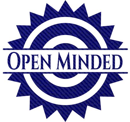 Open Minded emblem with denim texture