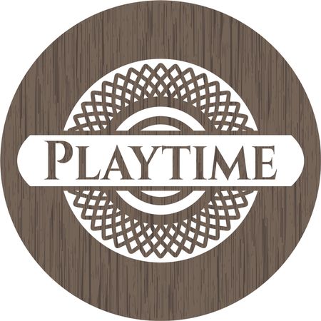 Playtime badge with wood background