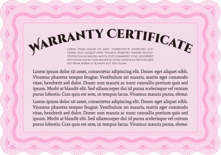 Warranty Certificate template. Detailed. Nice design. Easy to print. 