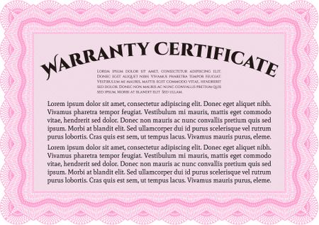 Warranty Certificate template. Detailed. Nice design. Easy to print.