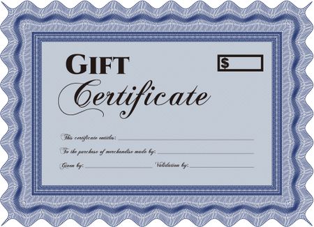 Gift certificate template. Nice design. Printer friendly. Detailed. 