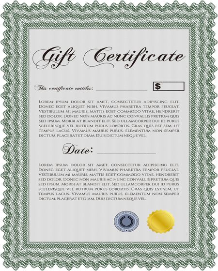 Gift certificate template. With linear background. Beauty design. Border, frame.