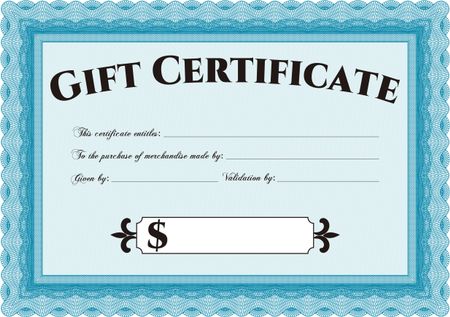Retro Gift Certificate template. With linear background. Border, frame. Beauty design. 