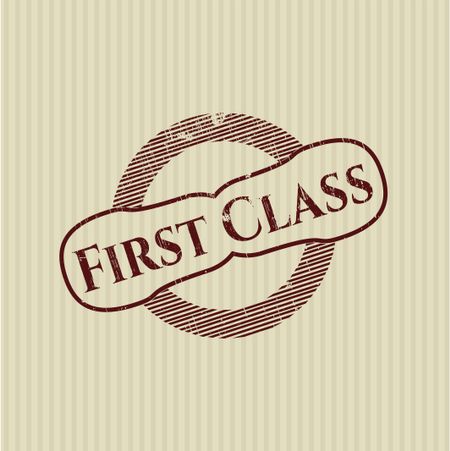 First Class rubber stamp with grunge texture