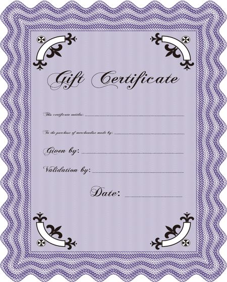 Gift certificate. Detailed. Cordial design. Easy to print. 