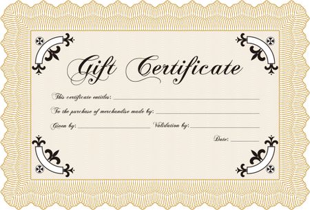 Vector Gift Certificate. Complex background. Customizable, Easy to edit and change colors. Excellent design. 