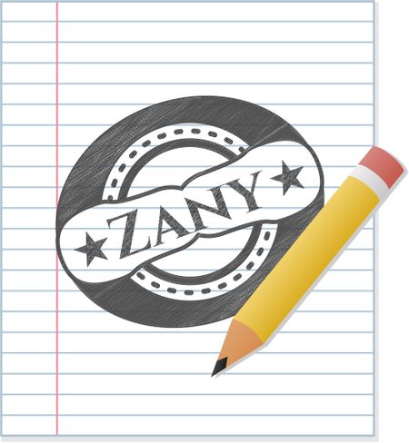 Zany emblem draw with pencil effect