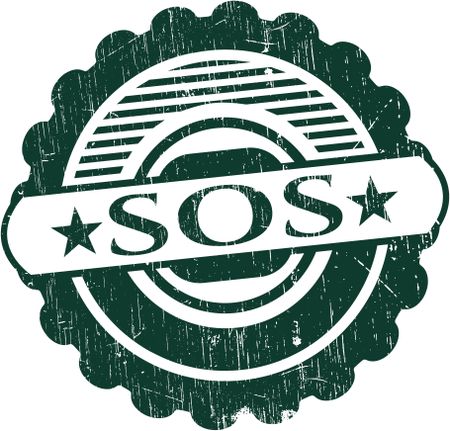 SOS rubber stamp with grunge texture