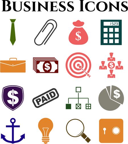 Set of 16 business icons. Universal and Standard Icons.