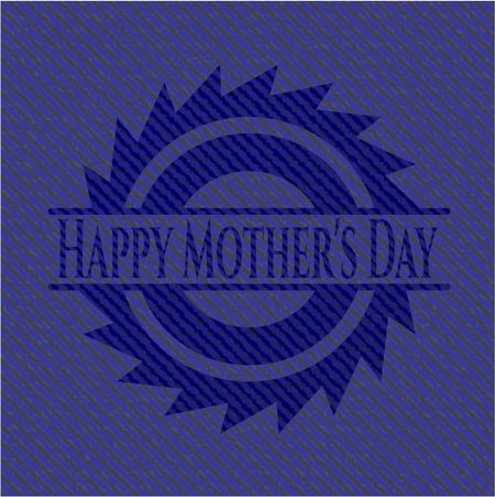 Happy Mother's Day badge with denim texture