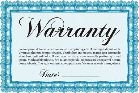 Sample Warranty template. With guilloche pattern. Retro design.