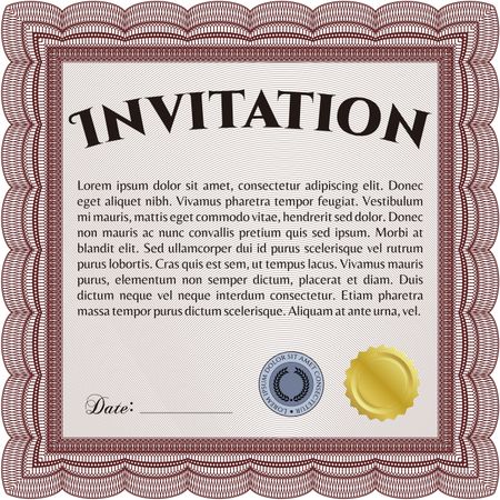 Invitation template. Cordial design. Easy to print. Detailed. 