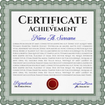 Green Certificate or diploma template. Cordial design. Easy to print. Customizable, Easy to edit and change colors. 