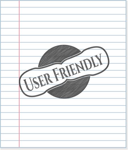 User Friendly emblem drawn in pencil