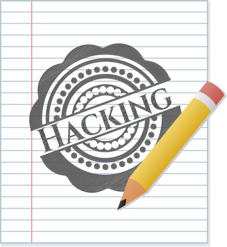 Hacking emblem drawn in pencil