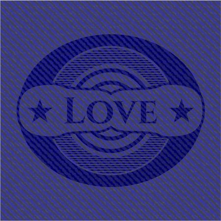 Love emblem with denim high quality background