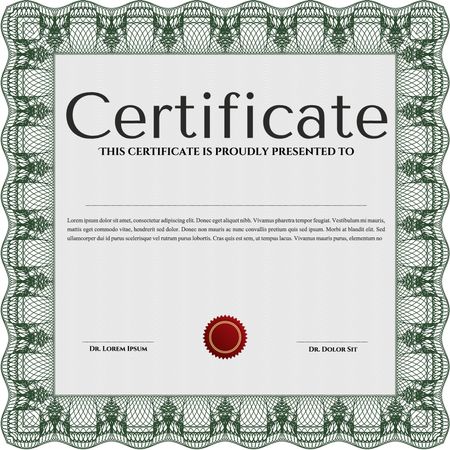 Green Certificate. Complex design. Printer friendly. Detailed. 