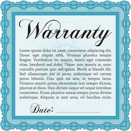 Sample Warranty template. With great quality guilloche pattern. Sophisticated design.