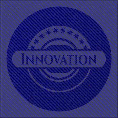 Innovation badge with denim background