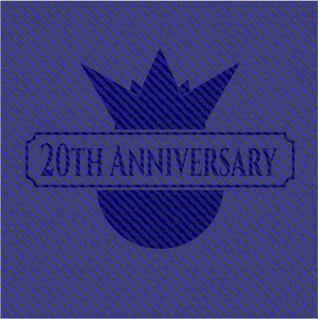 20th Anniversary badge with denim background