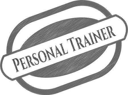 Personal Trainer emblem with pencil effect