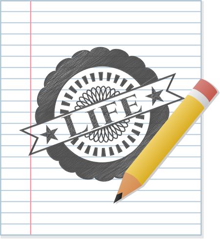 Life emblem drawn in pencil