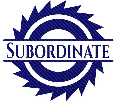 Subordinate emblem with jean background