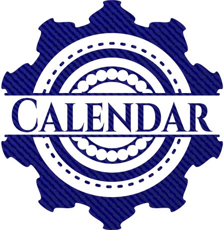 Calendar badge with denim texture