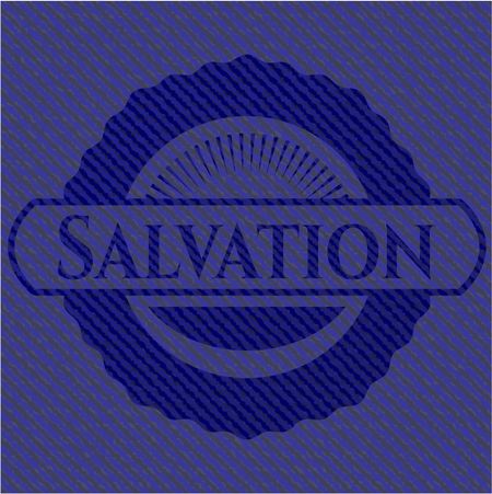 Salvation badge with denim texture