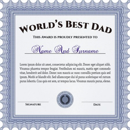 World's Best Father Award. Nice design. Detailed. Easy to print. 