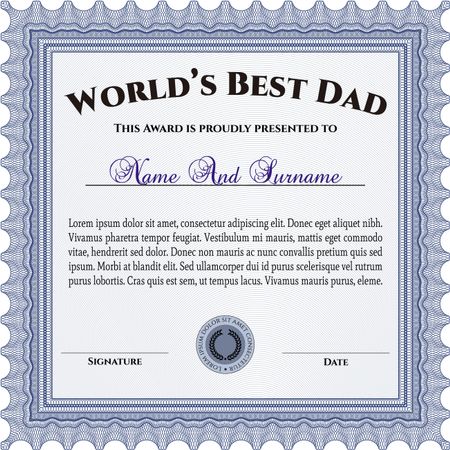 World's Best Father Award. Nice design. Detailed. Easy to print.