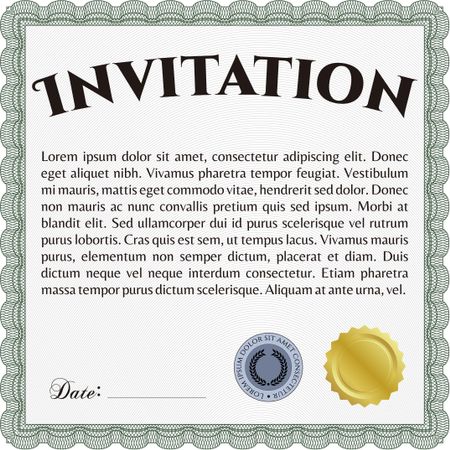 Invitation template. Nice design. Detailed. Easy to print. 