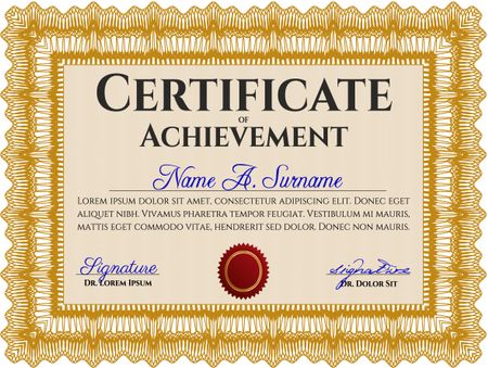 Certificate or diploma template. Cordial design. Customizable, Easy to edit and change colors. Easy to print. Orange color.