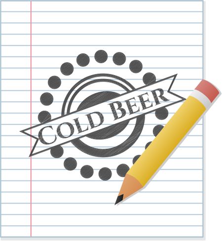 Cold Beer emblem drawn in pencil