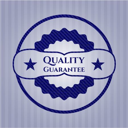 Quality Guarantee emblem with denim high quality background