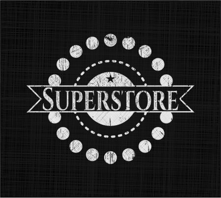 Superstore chalk emblem, retro style, chalk or chalkboard texture