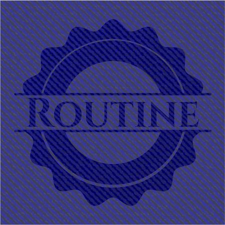 Routine emblem with denim high quality background