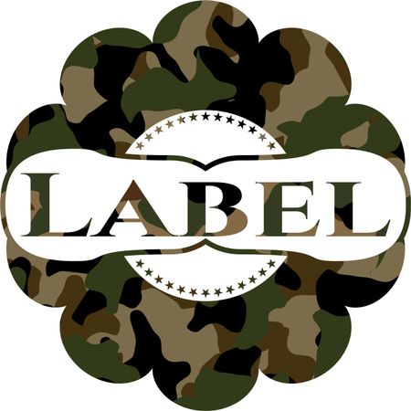 Label written on a camouflage texture