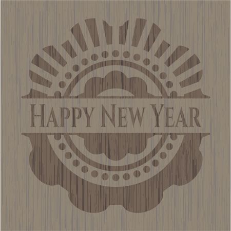 Happy New Year wooden emblem