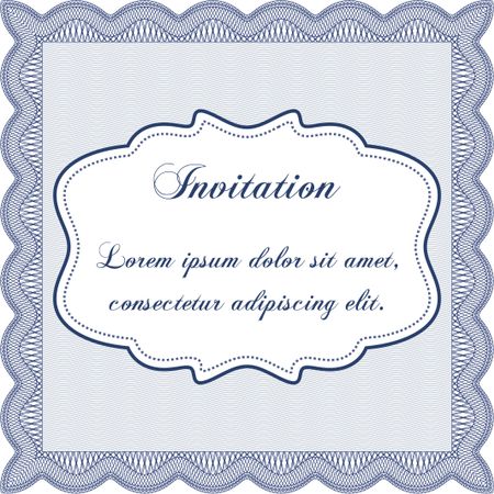 Vintage invitation template. With guilloche pattern and background. Elegant design. Vector illustration.