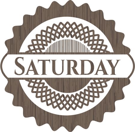 Saturday wood icon or emblem