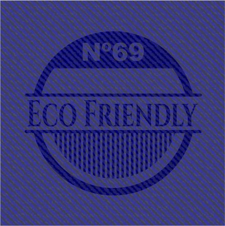 Eco Friendly emblem with denim high quality background