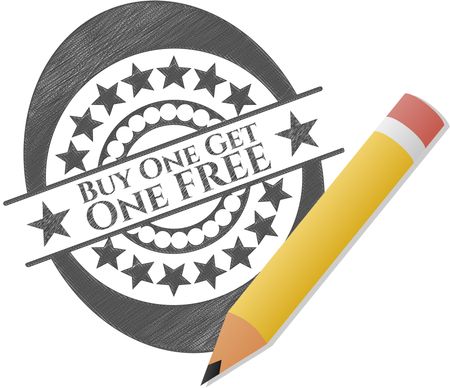 Buy one get One Free draw with pencil effect