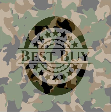 Best Buy written on a camouflage texture