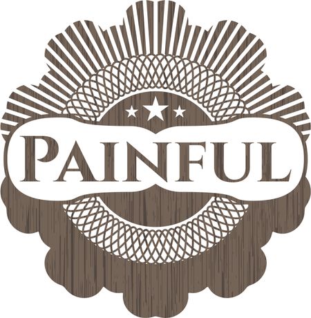 Painful retro style wooden emblem