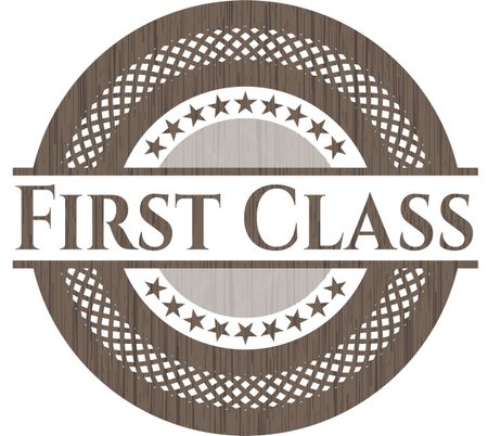 First Class wood icon or emblem