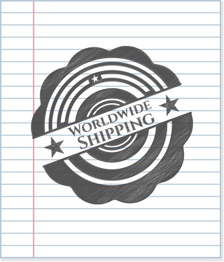 Worldwide Shipping emblem draw with pencil effect