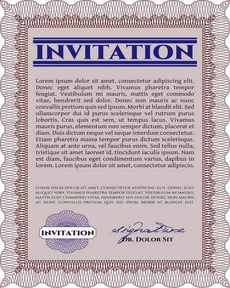 Invitation template. With background. Cordial design. Detailed. 